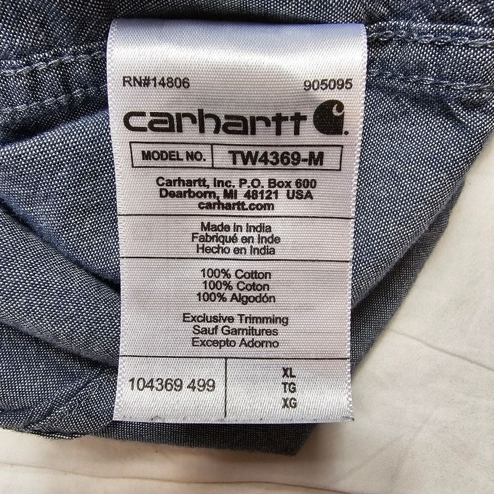 Carhartt Loose Fit Denim Button Down Short Sleeve Shirt Men's Size‎ XL - Picture 6 of 9